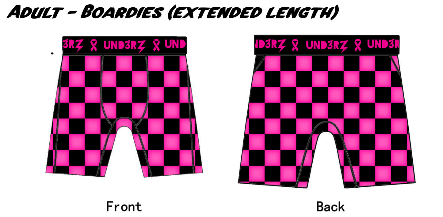 Pink October Boardies Adult *Small only* $9.00!