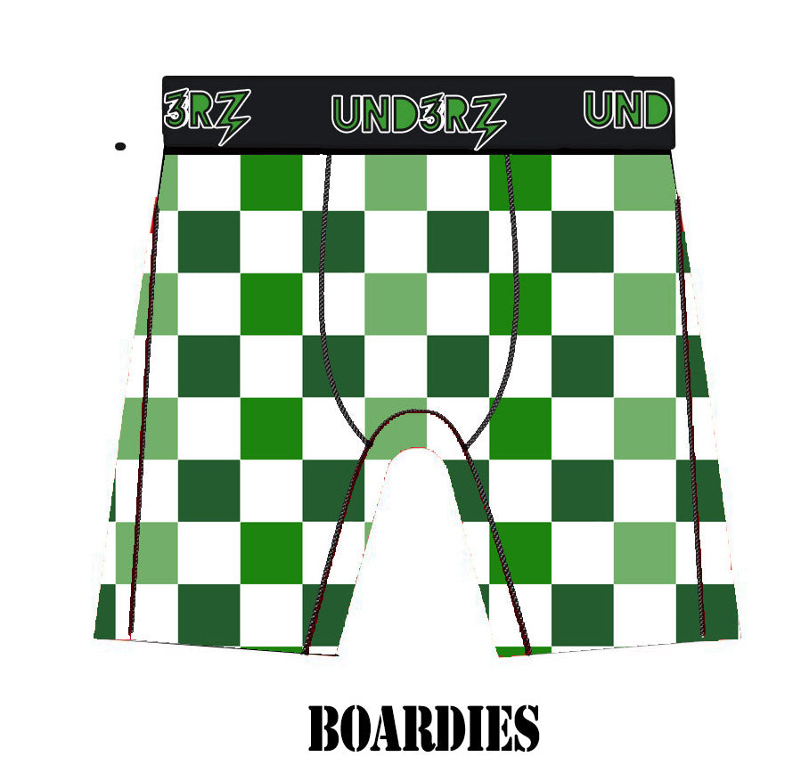 Green Check Boardies Adult L-3X