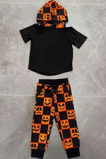 Hallo-Checks : Bamboo / French Terry Pumpkin Set 🎃